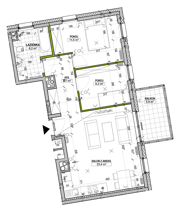 plan mieszkania nr 46 (1 ETAP)